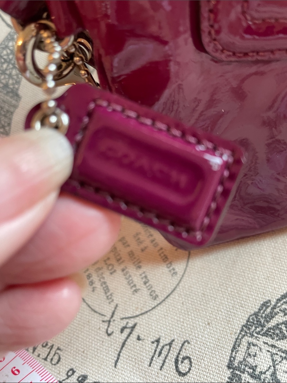 Coach Madison Patent Leather Mini Wristlet in Deep Plum - Picture 5 of 10